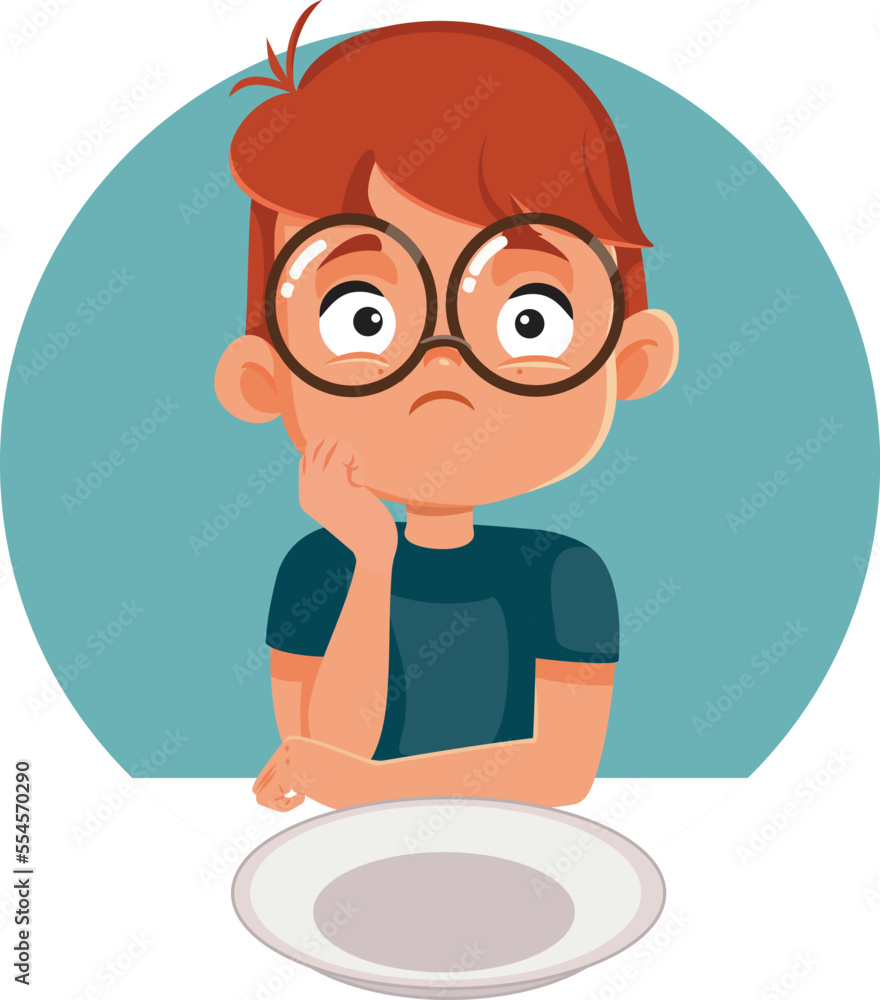 Unhappy Boy Waiting for his Lunch Dish Vector Cartoon Illustration. Hungry child waiting with patience for lunch sitting at the table
Unhappy Boy Waiting for his Lunch Dish Vector Cartoon Illustration. Hungry child waiting with patience for lunch sitting at the table