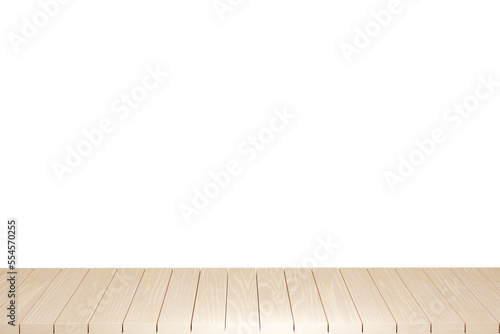 Wooden table  wood table top front view 3d render isolated