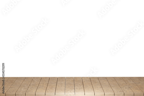 Wooden table  wood table top front view 3d render isolated