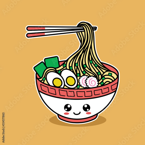 Cute Kawaii Japanese Ramen Vector Illustration