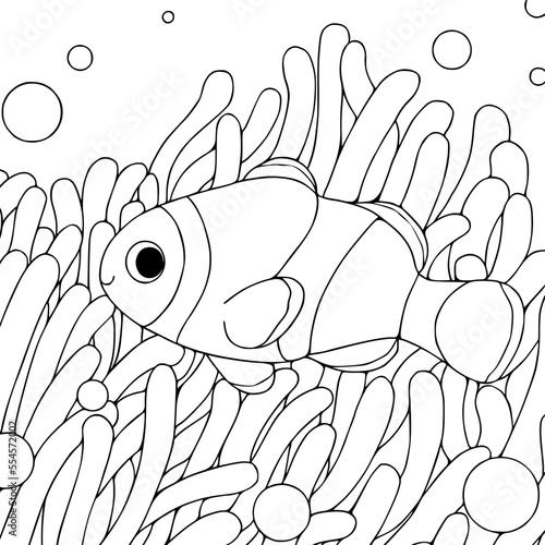 Clown fish cartoon vector illustration isolated on white background.coloring book.coloring page.