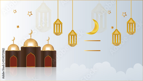 Ramadan background design with islamic decoration for greeting card. Vector illustration