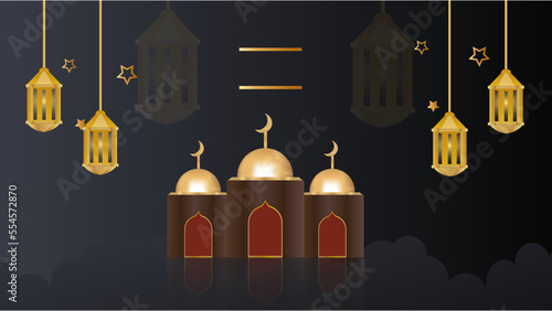 Ramadan background design with islamic decoration for greeting card. Vector illustration