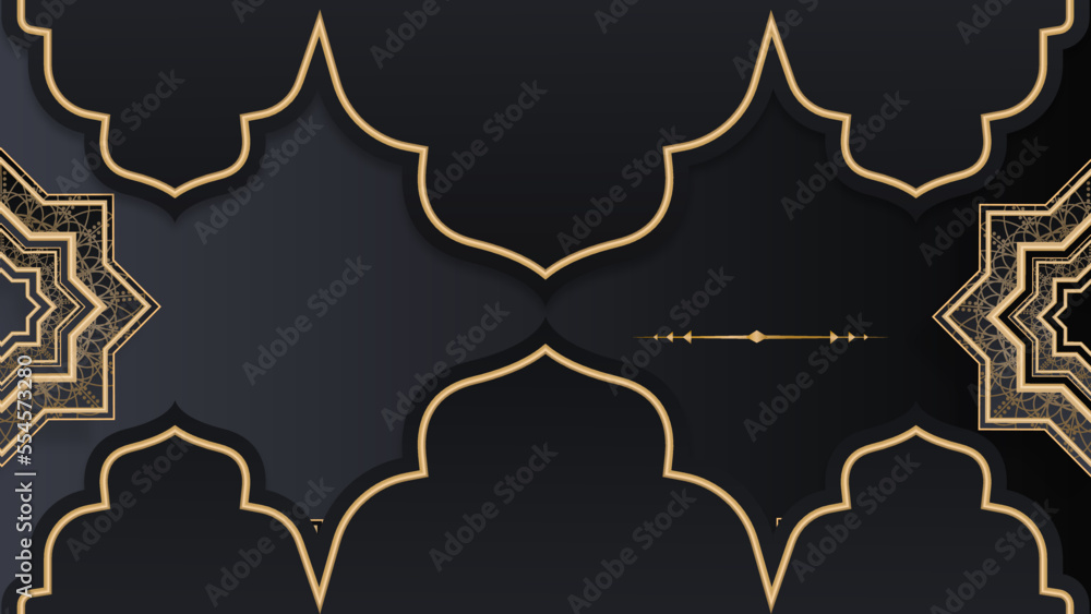 Ramadan background design with black and gold islamic decoration for greeting card. Vector illustration Ramadan background design with black and gold islamic decoration for greeting card. Vector illustration