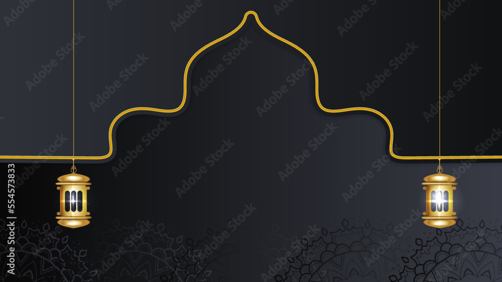 Ramadan background design with black and gold islamic decoration for greeting card. Vector illustration Ramadan background design with black and gold islamic decoration for greeting card. Vector illustration