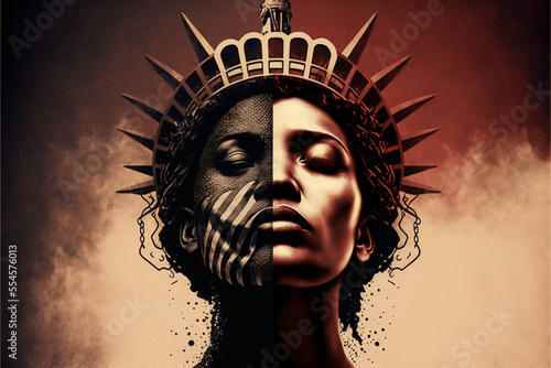 Freedom and oppression concept. Generative AI. photo