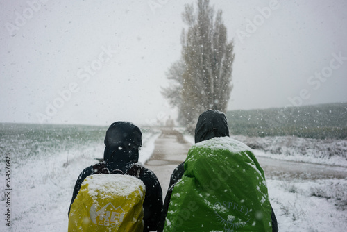 Two Hikers in the Snow