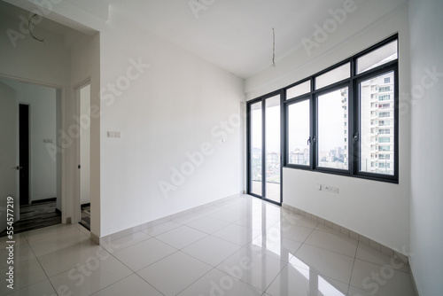 Empty white interior room space of residential apartment