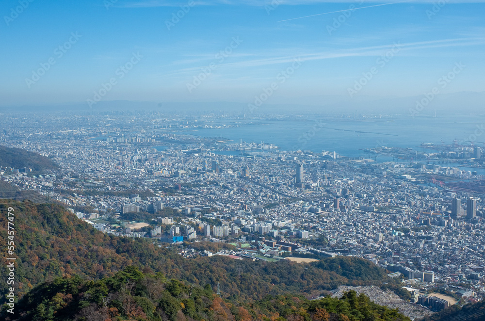 日本三大夜景の掬星台からの眺め（大阪湾、神戸都心）