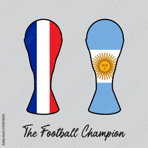 Illustratiob or silhouette of trophy for nationality flags France and Argentina. For tshirt or others designs