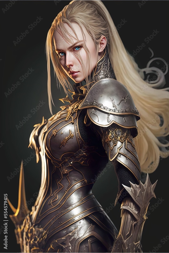 AI Generated Medieval Warrior Woman: Fantasy Art Illustration Stock ...