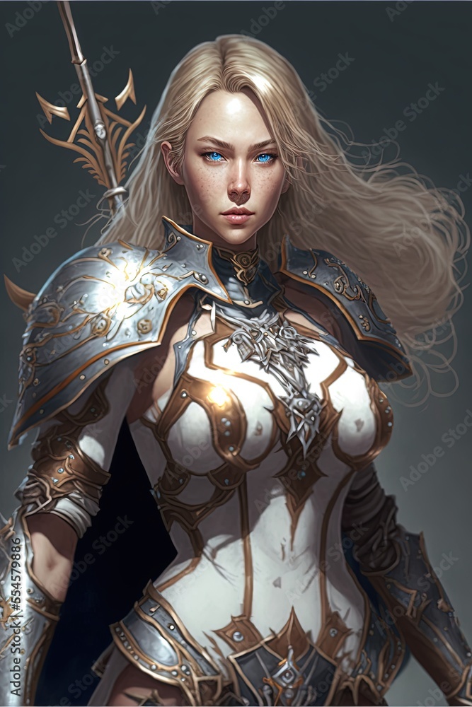 AI Generated Medieval Warrior Woman: Fantasy Art Illustration Stock ...