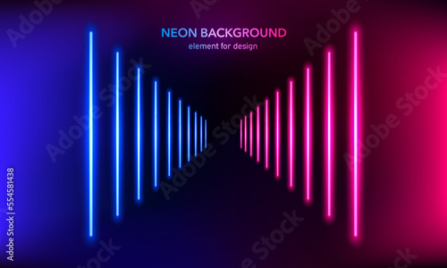 Abstract neon background. Lights line, luminous rays, neon magic sword. Motion shine blue and pink. © Sergey