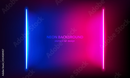 Abstract neon background. Lights line, luminous rays, neon magic sword. Motion shine blue and pink.