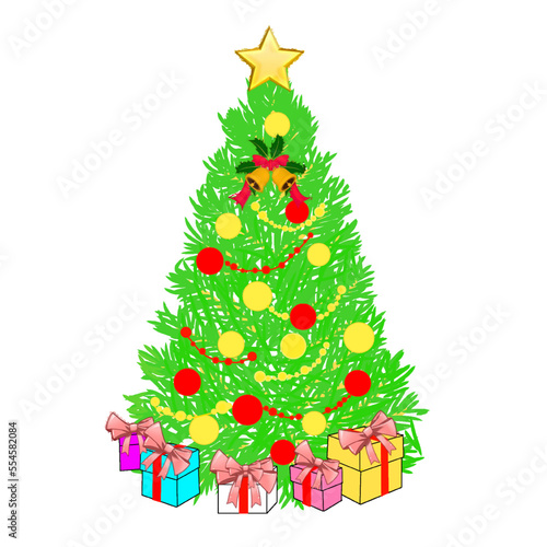 christmas tree with gifts and decorations