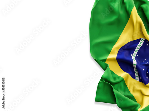 Brazil flag wrinkled isolated cutout photo