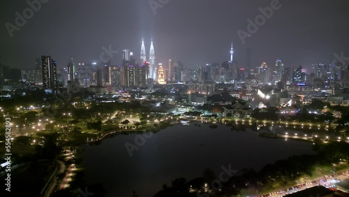 Wallpaper Mural Aerial view surround Tasik Titiwangsa with background of KL city in night Torontodigital.ca