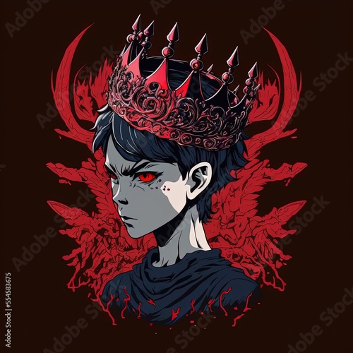 anime prince wearing red crown of demons kawaii
