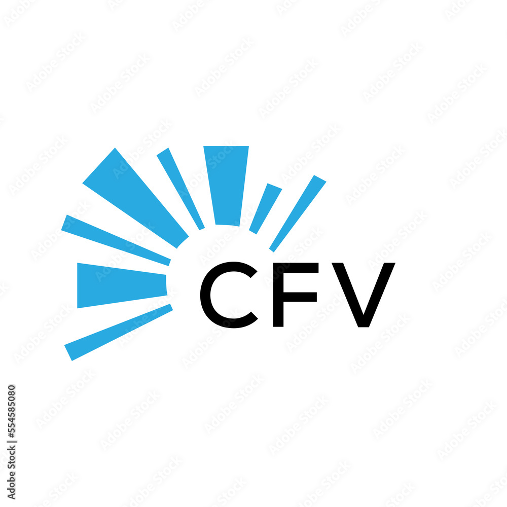 CFV letter logo. CFV blue image on white background and black letter ...