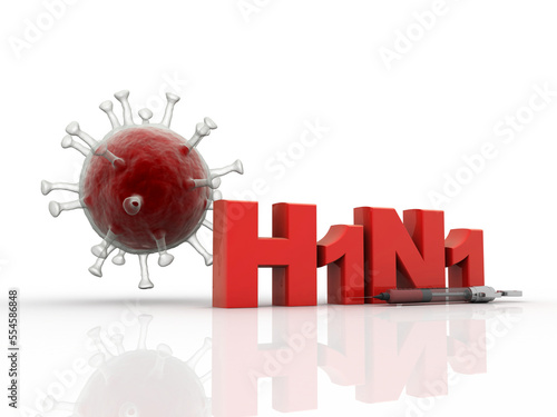 3d rendering H1N1 Flu virus
 photo