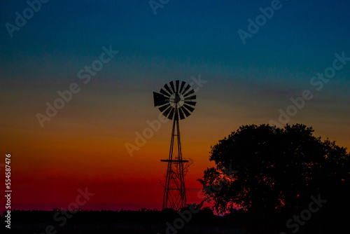 windmill at sunset photo