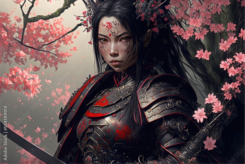 AI Generated Samurai in Bloom: Japanese Art Illustration This stunning ...