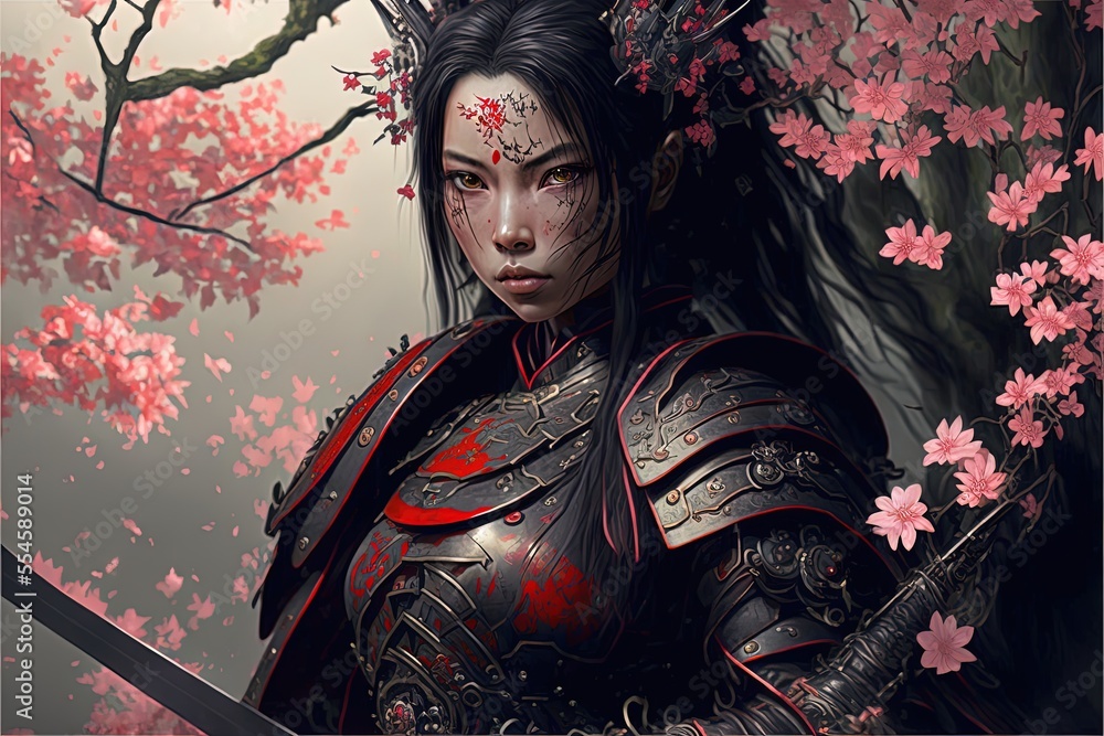 Photo & Art Print AI Generated Samurai in Bloom: Japanese Art ...