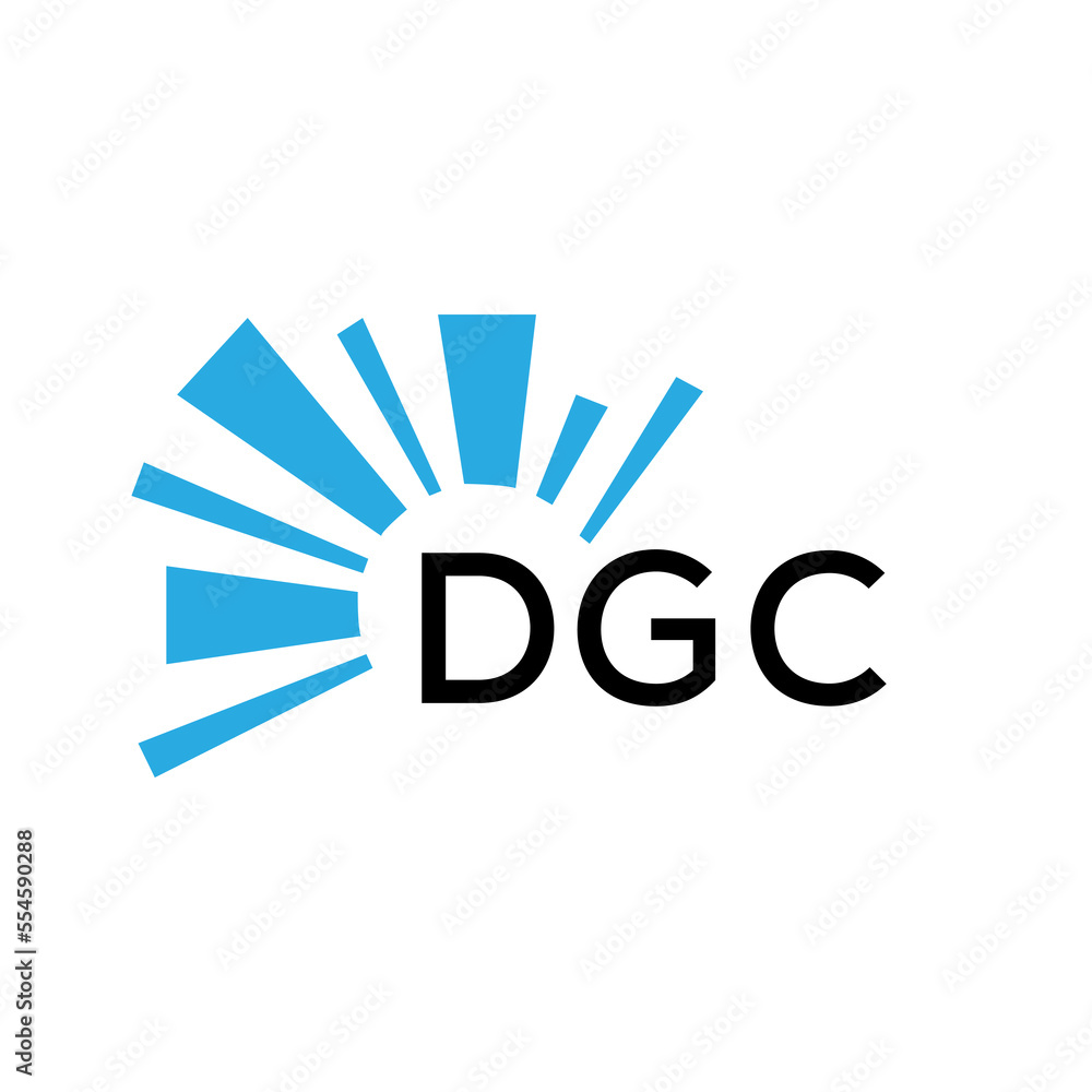DGC letter logo. DGC blue image on white background and black letter