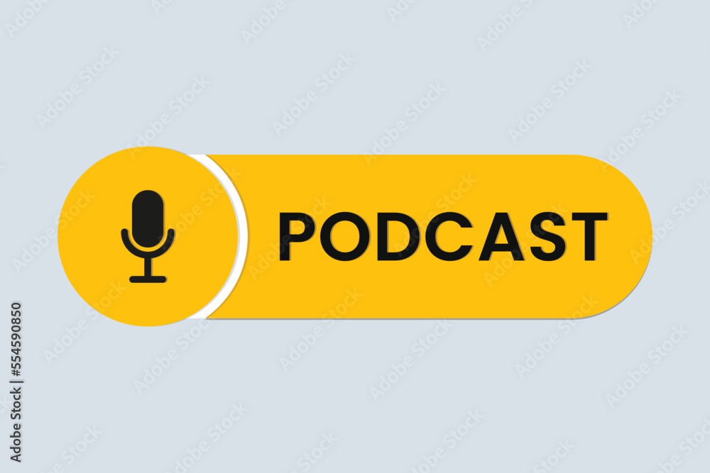 Podcast geometric badge with microphone icon. Podcast geometric badge with microphone icon.