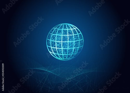 Connexion au réseau mondial d'entreprise. Concept de composition de point et de ligne de carte du monde du commerce mondial. Technologie Internet mondiale. Visualisation de données volumineuses. 