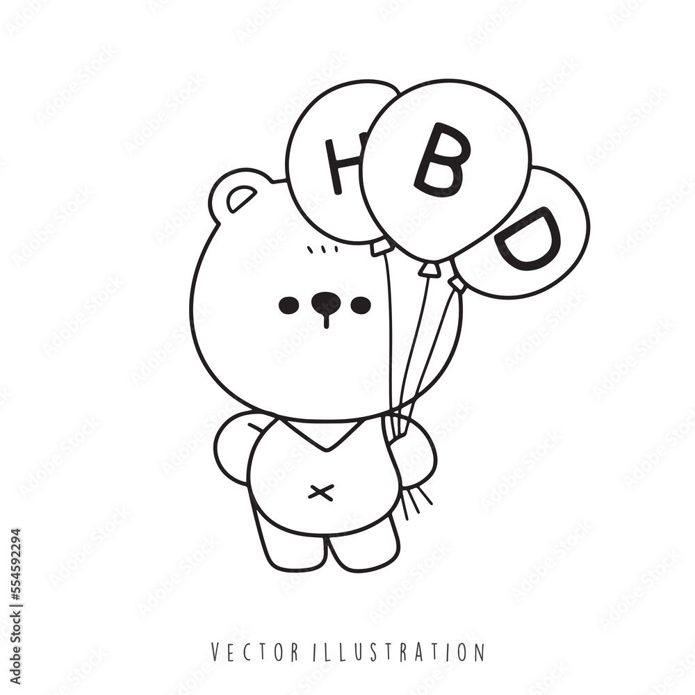 Fototapeta premium birthday bear outline