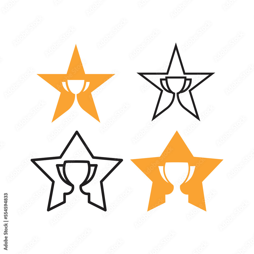 Obraz premium Champion star, Trophy in the star. Vector logo icon template