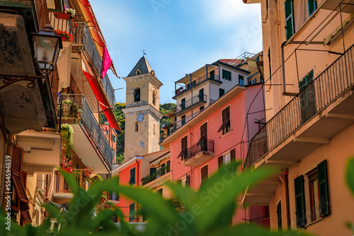 Fototapeta Naklejka Na Ścianę i Meble -  Traditional houses in Manarola in Cinque Terre on the Mediterranean Sea, Italy