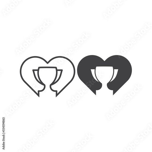 Love champion trophy. Vector logo icon template