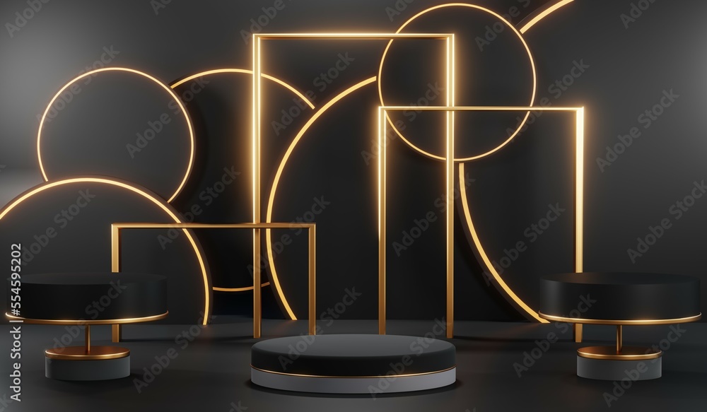 3D rendering of blank product background for cream cosmetics Modern black podium background 3D rendering of blank product background for cream cosmetics Modern black podium background
