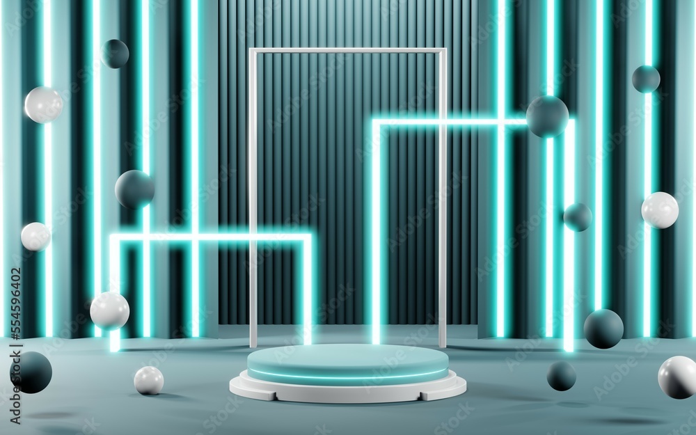 3D render of Podium background in blue tones for displaying cream products. cosmetics 3D render of Podium background in blue tones for displaying cream products. cosmetics