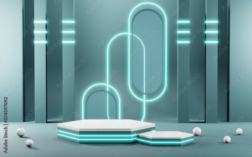 3D render of Podium background in blue tones for displaying cream products. cosmetics 3D render of Podium background in blue tones for displaying cream products. cosmetics