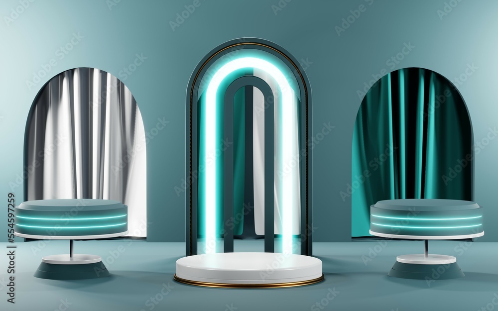 3D render of Podium background in blue tones for displaying cream products. cosmetics 3D render of Podium background in blue tones for displaying cream products. cosmetics