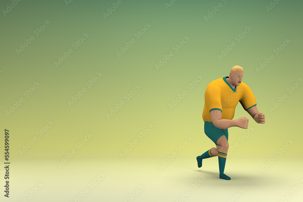 An athlete wearing a yellow shirt and green pants. He is pulling or pushing something. 3d rendering of cartoon character in acting. An athlete wearing a yellow shirt and green pants. He is pulling or pushing something. 3d rendering of cartoon character in acting.