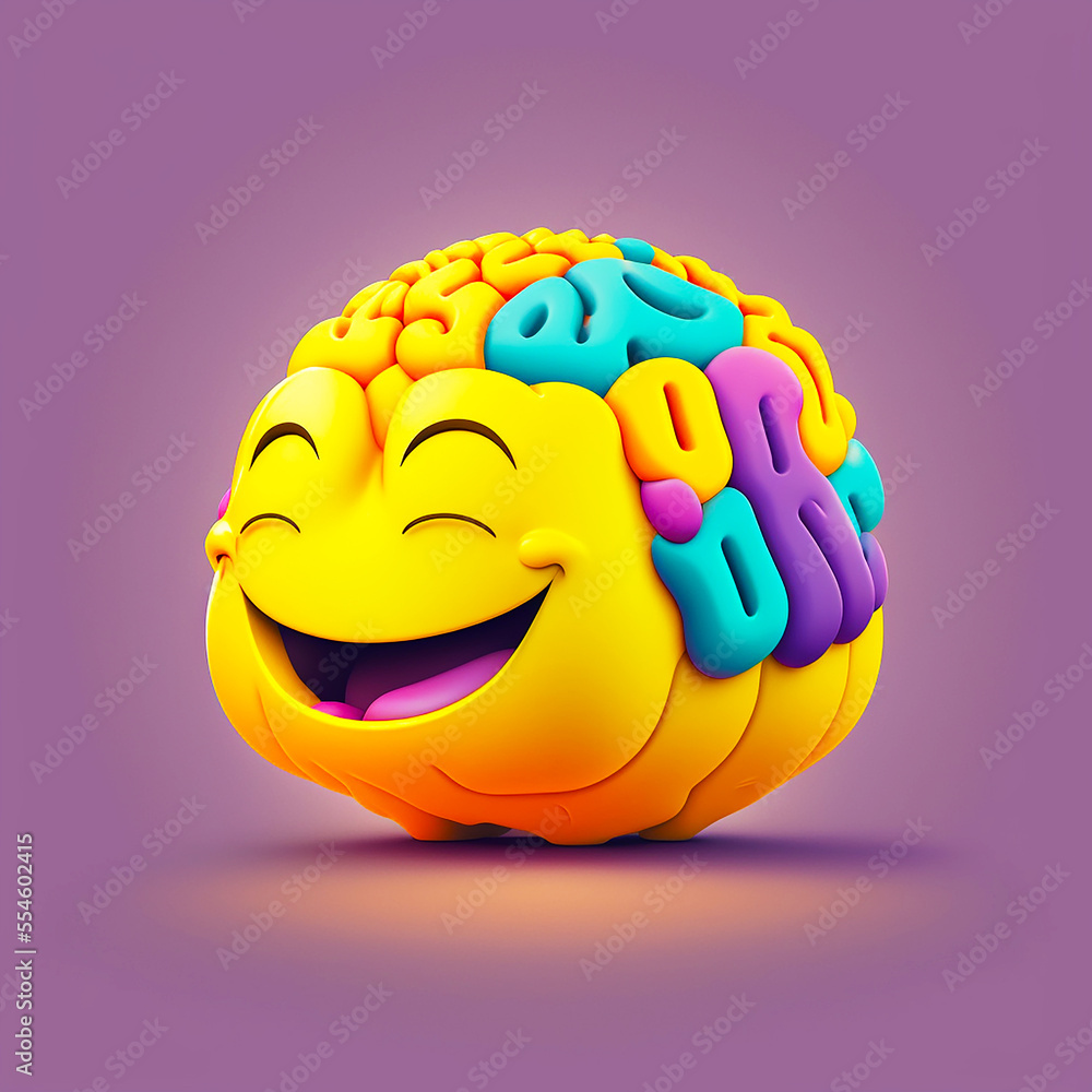 Happy Brain Emoji Stock Illustration | Adobe Stock