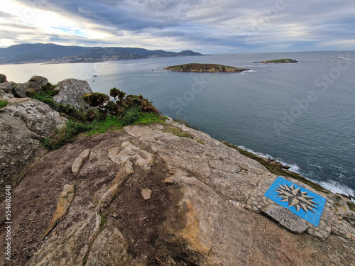 view from the top of the Monteferro mountain with the Cies islands in the background in Nigran, Galicia, Spain photo