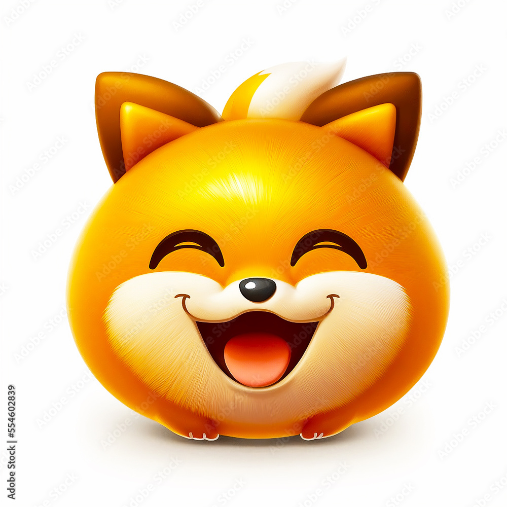 Naklejka premium Happy Fox Emoji