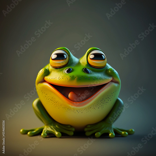 Happy Frog Emoji. AI art. 3D. 