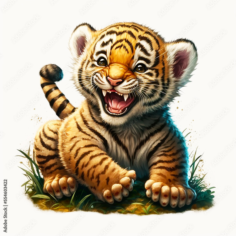 Obraz premium Happy Tiger Cub Emoji