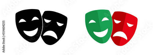 theatrical masks. Comedy and tragedy masks. Stock Vector