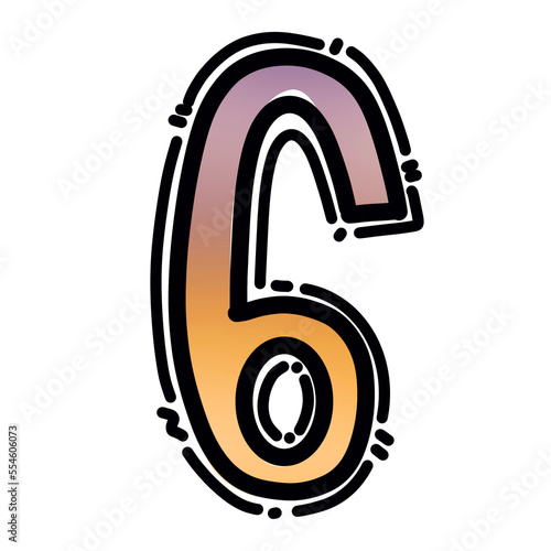 6 lettering number png