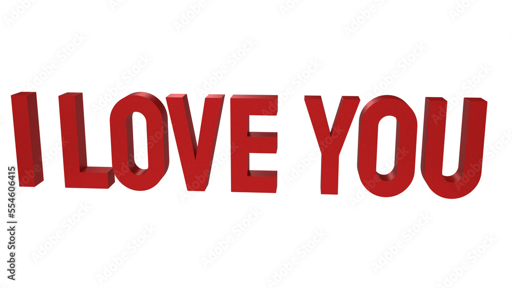 Red I love you text png image