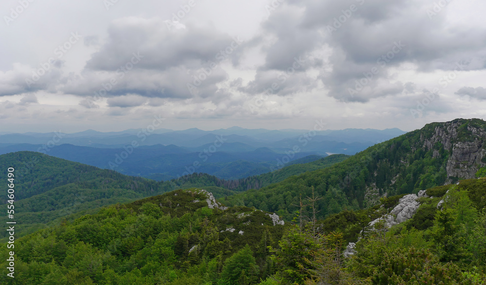 Amazing view from the mountain of Risnjak at Risnjak National Park, Gorski Kotar, Croatia