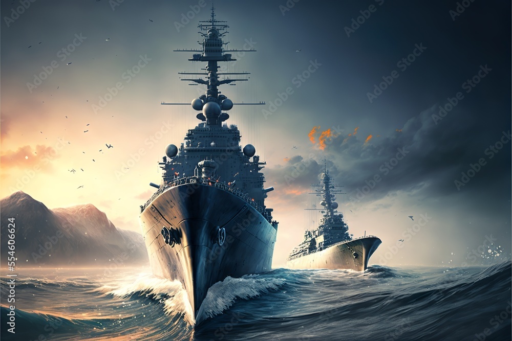 Photo & Art Print Modern warships in the sea, Dvid