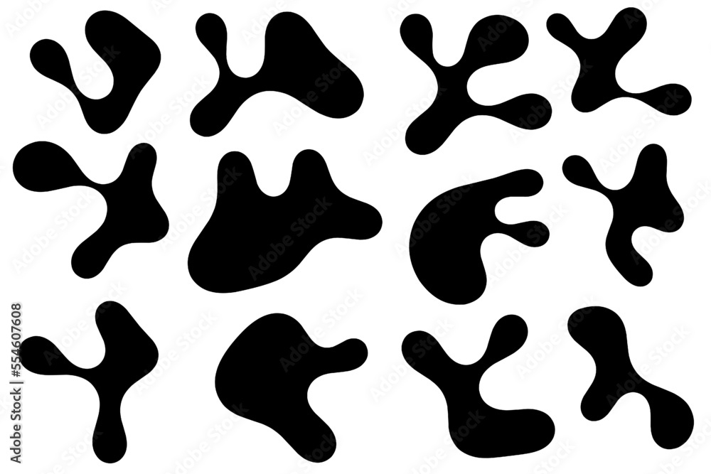 Organic abstract random shapes of blob using three outline for template design element or background design. Blob, black outline, simple line, aesthetic line, melted shapes, blob outline set vector